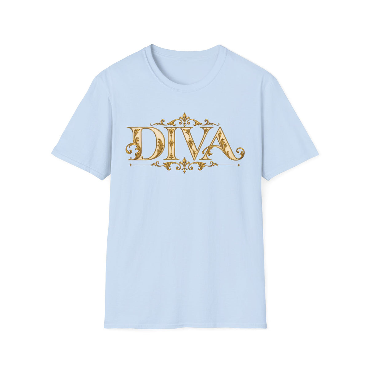 Diva Gold Foil T‑Shirt — Elegant Floral Script Tee