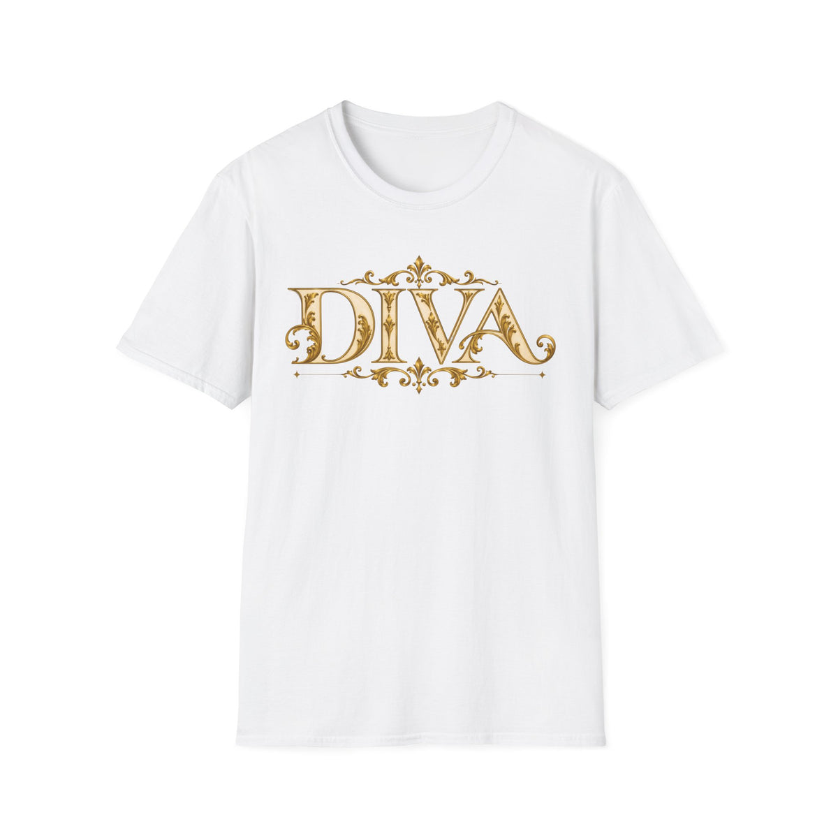 Diva Gold Foil T‑Shirt — Elegant Floral Script Tee
