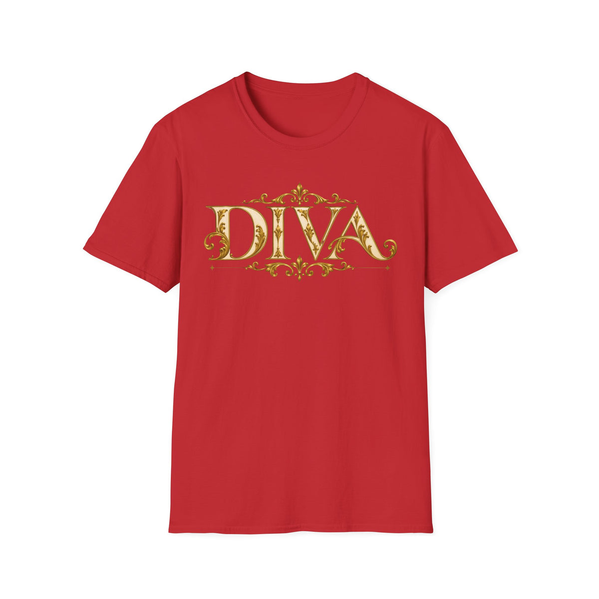Diva Gold Foil T‑Shirt — Elegant Floral Script Tee