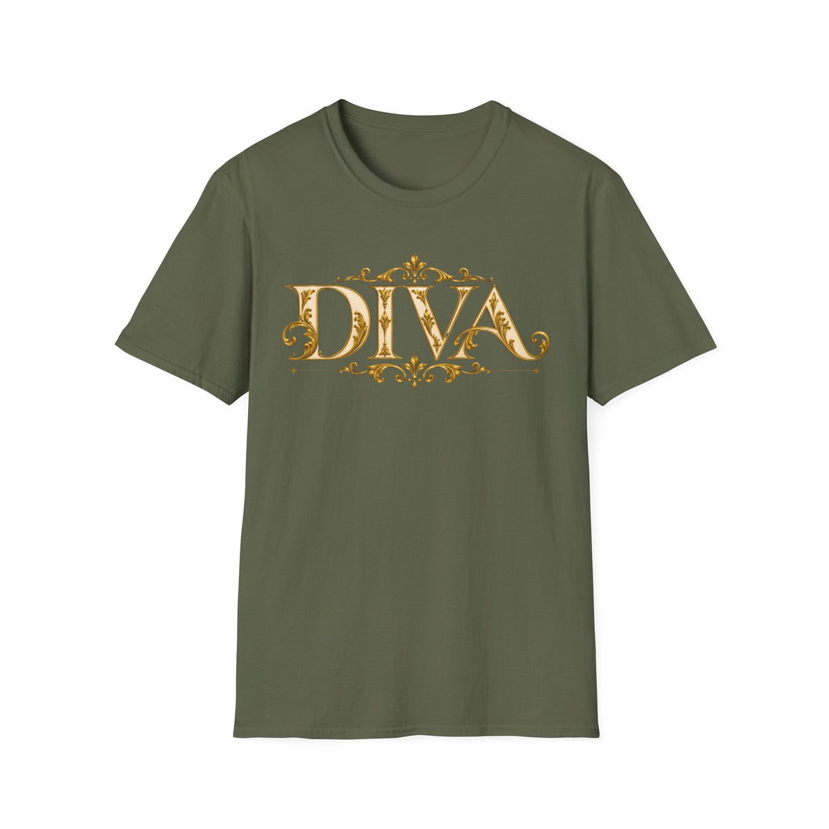 Diva Gold Foil T‑Shirt — Elegant Floral Script Tee