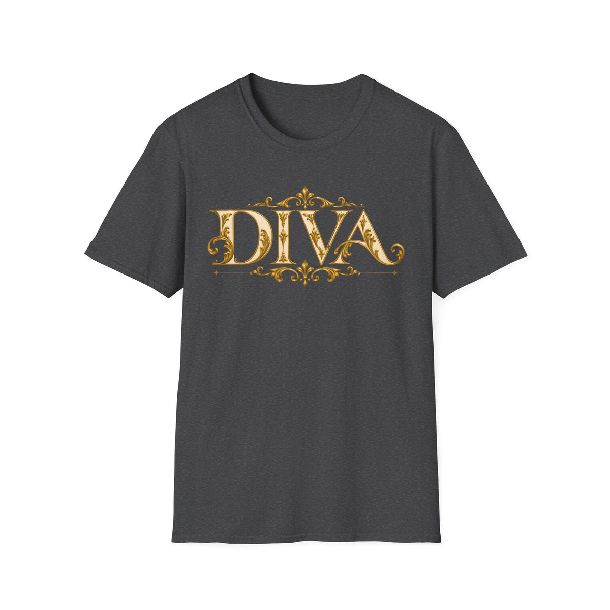Diva Gold Foil T‑Shirt — Elegant Floral Script Tee