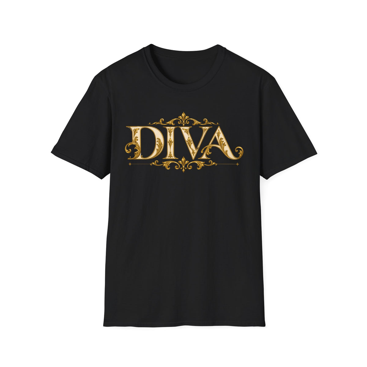 Diva Gold Foil T‑Shirt — Elegant Floral Script Tee