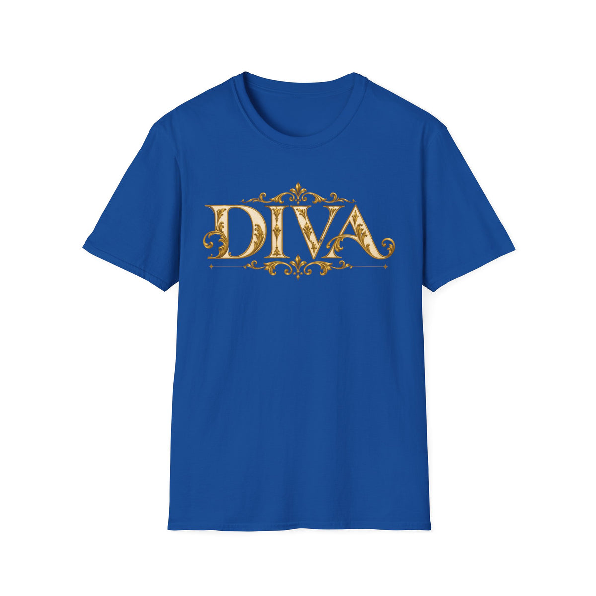 Diva Gold Foil T‑Shirt — Elegant Floral Script Tee
