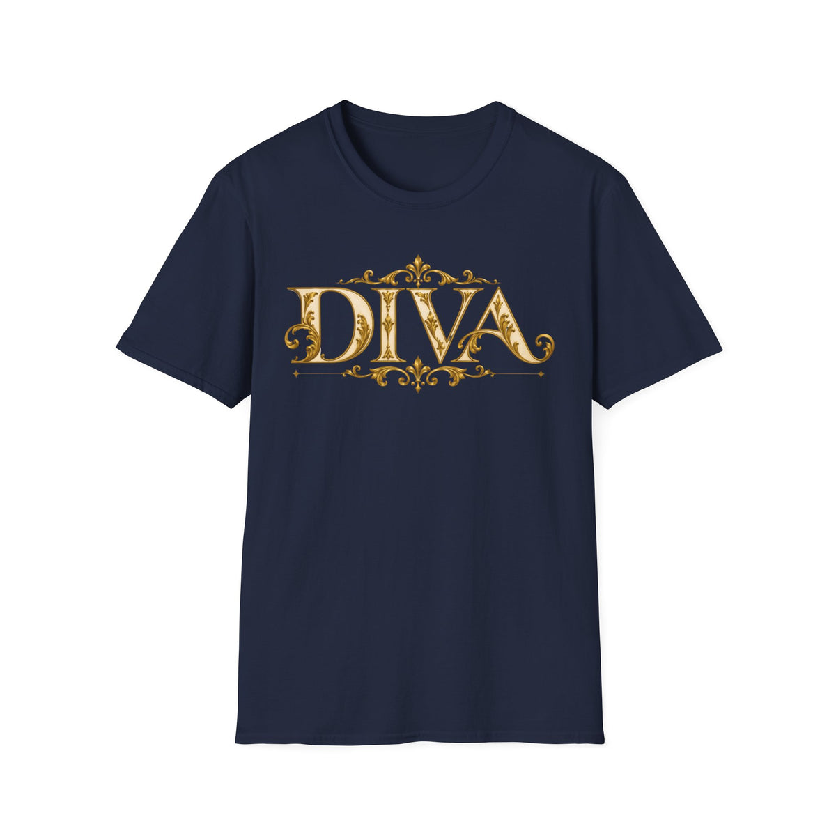 Diva Gold Foil T‑Shirt — Elegant Floral Script Tee