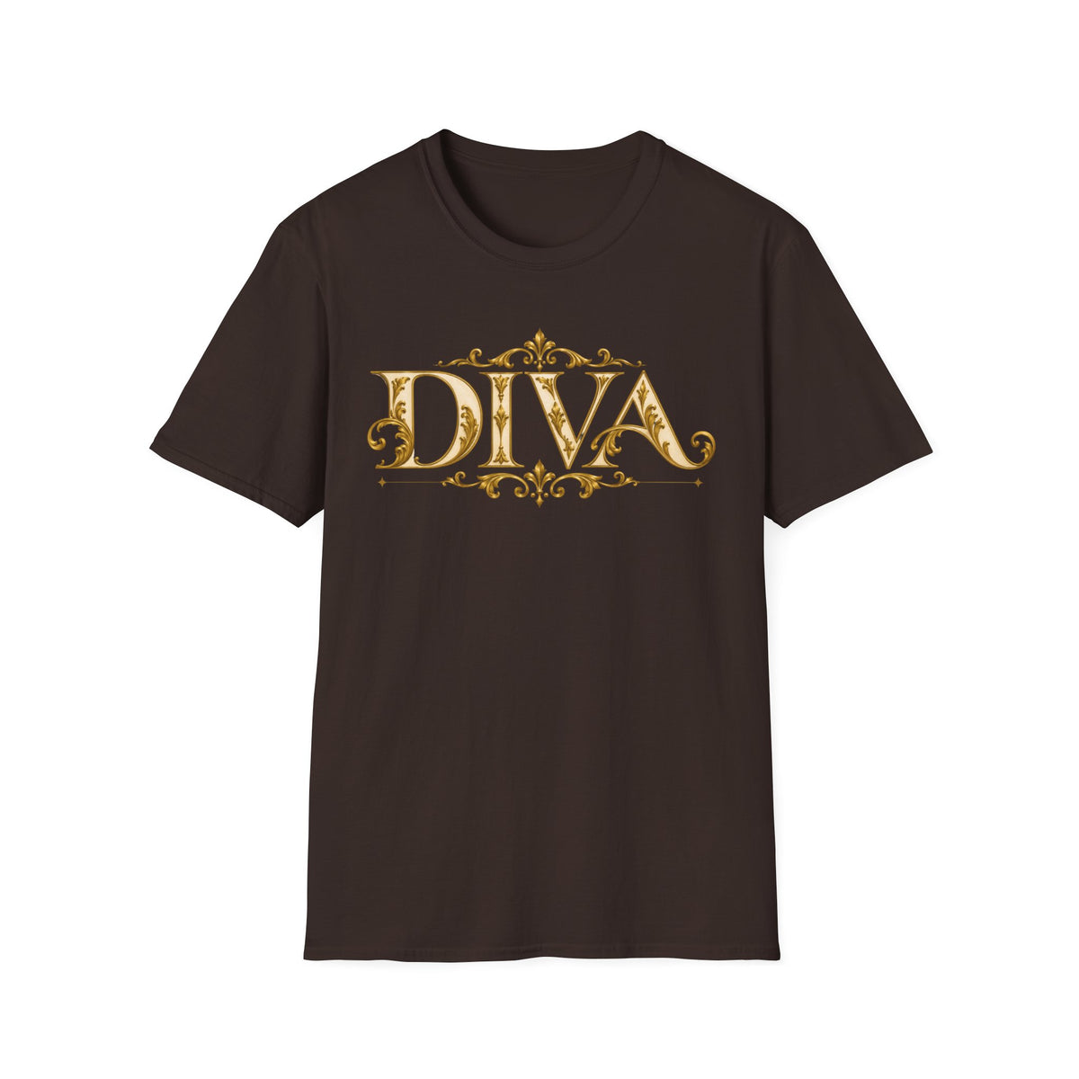 Diva Gold Foil T‑Shirt — Elegant Floral Script Tee
