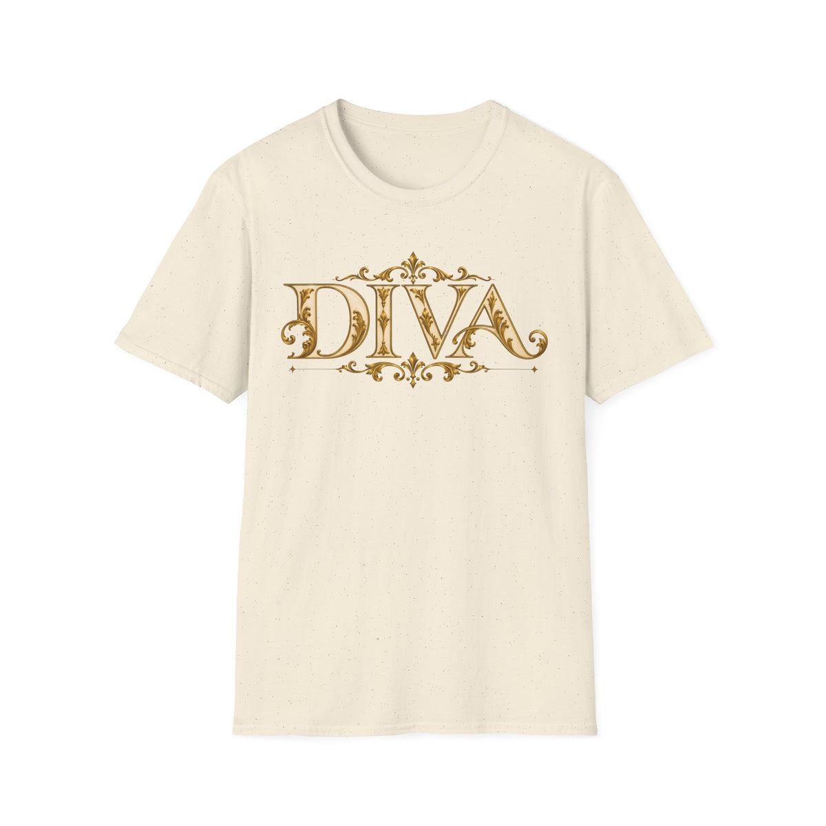 Diva Gold Foil T‑Shirt — Elegant Floral Script Tee