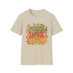 Peace Love Choir T-Shirt | Retro 70s Floral Music Design